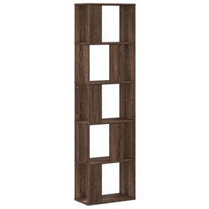 vidaXL Knygų spinta, 5 auk&scaron;tų, ruda, 45x23,5x162,5cm, mediena