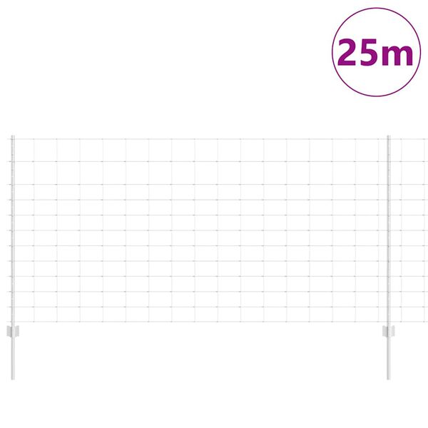 vidaXL Tvora su stulpais Sidabro 1,2 x 25 m Plienas
