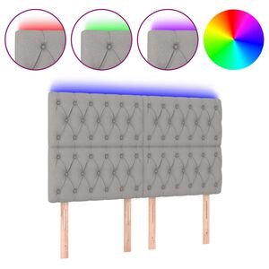 vidaXL Galvūgalis su LED, &scaron;viesiai pilkas, 100x7x118/128cm, audinys