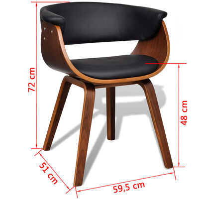 vidaXL Valgomojo kėdės, 6vnt., išlenkta mediena ir dirbtinė oda