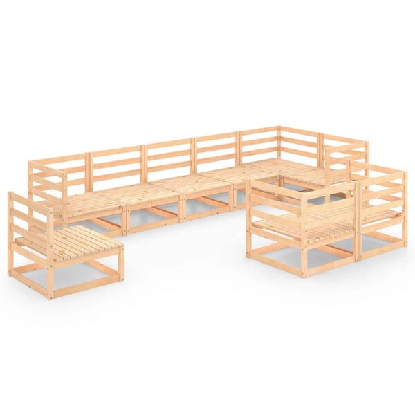 vidaXL Sodo poilsio baldų komplektas, 9 dalių, pu&scaron;ies medienos masyvas