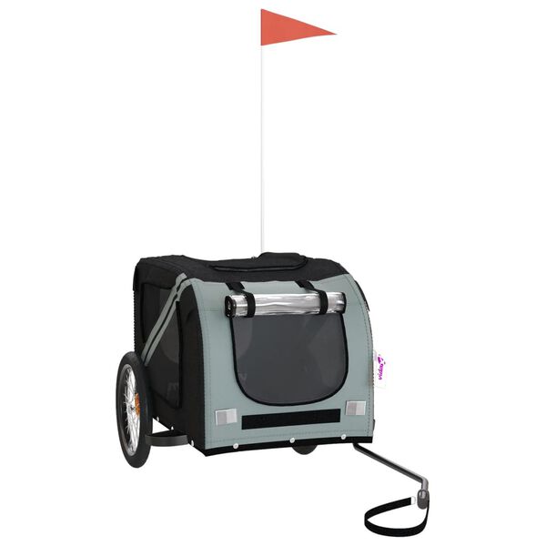 vidaXL Dviračio priekaba augintiniams, juoda/pilka, audinys/geležis