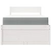 vidaXL Lova su stalčiais ir čiužiniu, balta, 90x200cm, pu&scaron;ies masyvas