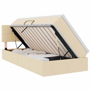 vidaXL LED saugojimo lova su čiužiniu Kremas 90 x 190 cm Audinys