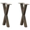 vidaXL Kavos staliuko kojelės, X formos, 2 vnt., natūralus plienas, 38x(42-43) cm, plienas