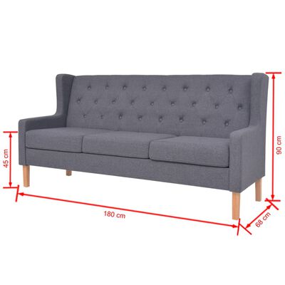 vidaXL Trivietė sofa, audinys, pilka