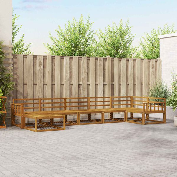 vidaXL Lauko sofos komplektas 7 pcs Natūrali Kietos akacijos mediena