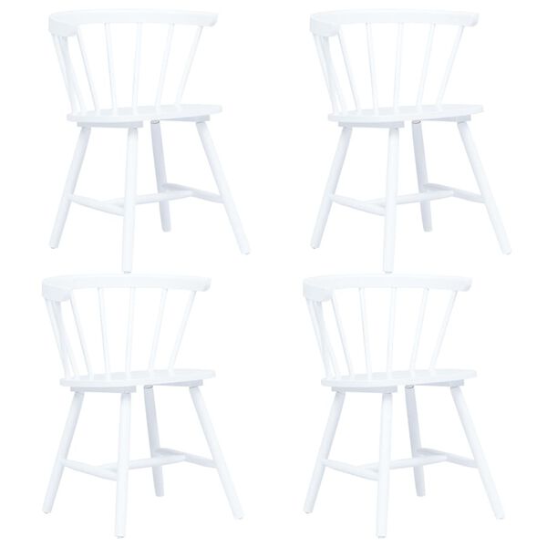 vidaXL Valgomojo kėdės, 4 vnt., balt. sp., kaučiukmedžio med. masyvas