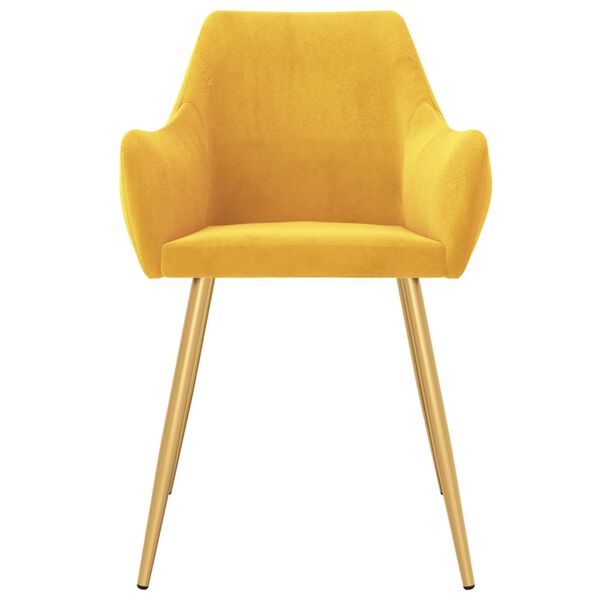 vidaXL Valgomojo kėdės, 6vnt., geltonos spalvos, aksomas