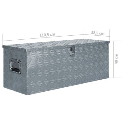 vidaXL Aliuminio dėžė, 110,5x38,5x40cm, sidabrinė