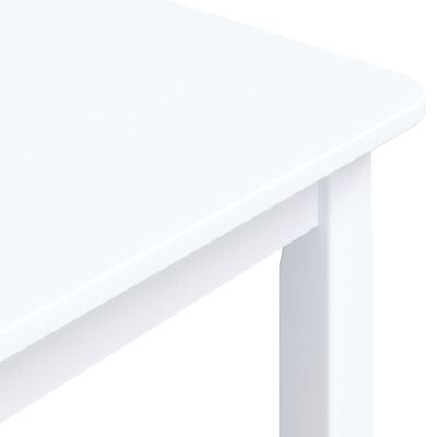 vidaXL Valgomojo stalas, baltas, 114x71x75cm, kaučiuk. med. masyvas