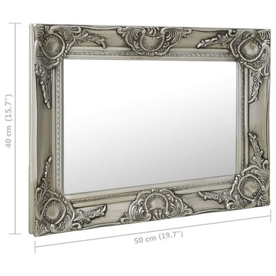 vidaXL Sieninis veidrodis, sidabrinis, 50x40cm, barokinis stilius