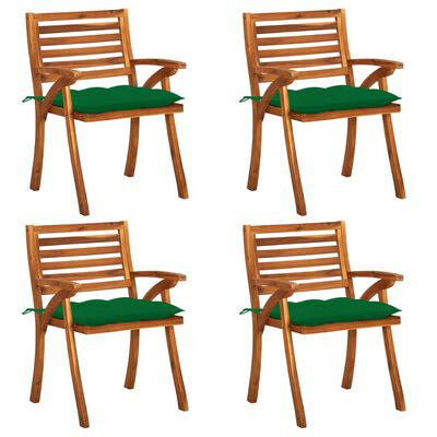 vidaXL Sodo kėdės su pagalvėlėmis, 4vnt., akacijos medienos masyvas