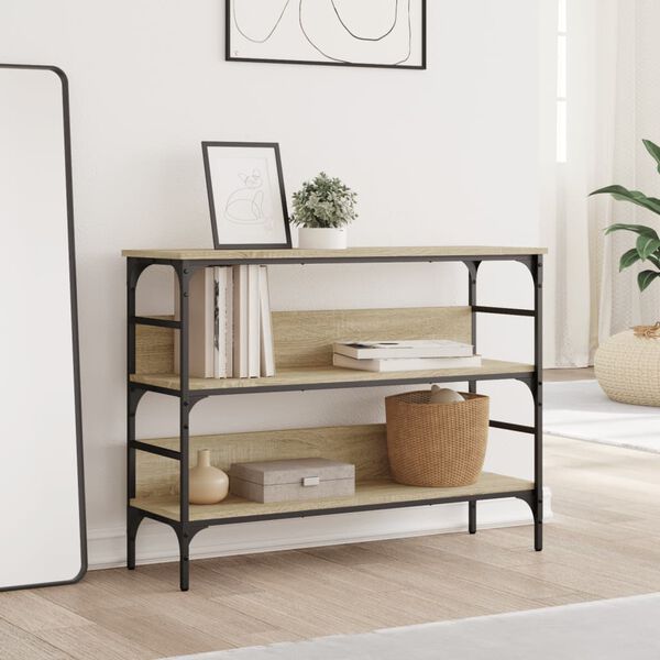 vidaXL Konsolinis staliukas, ąžuolo, 100x32x75cm, apdirbta mediena