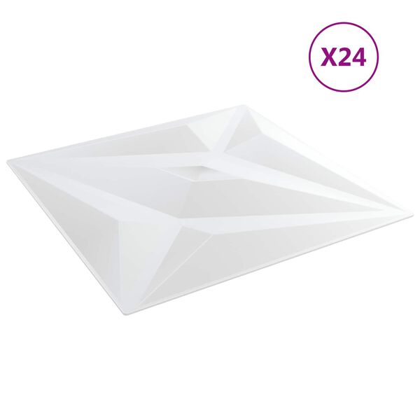 vidaXL Sienų plok&scaron;tės 24 pcs Baltas Star 50 x 50 cm XPS Putplastis