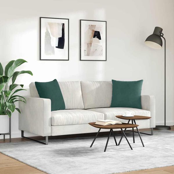 vidaXL Sofa Pagalvės 2 pcs Tamsiai žalia 50 x 50 cm Kordūrinis audinys