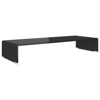 vidaXL TV stovas/monitoriaus pakyla, juodas stiklas, 80x30x13 cm