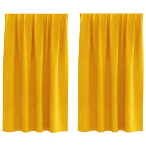 vidaXL Užtemdymo užuolaidos 2 pcs Garučių geltona 140 x 140 cm Aksomas
