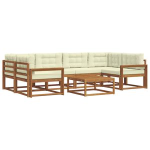 vidaXL Lauko sofos komplektas su pagalve 7 pcs Natūralus ir grietinėlė
