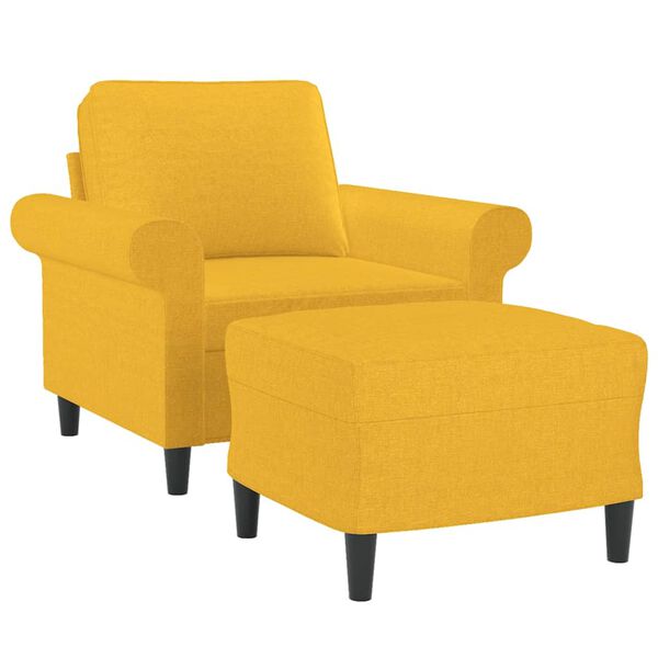 vidaXL Krėslas su pakoja, &scaron;viesiai geltonos spalvos, 60cm, audinys