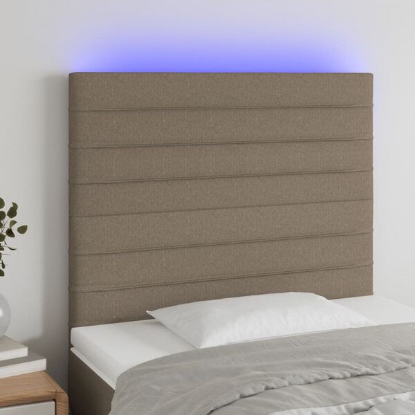 vidaXL Galvūgalis su LED, taupe spalvos, 80x5x118/128cm, audinys