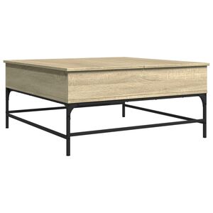 vidaXL Kavos staliukas, ąžuolo, 95x95x45cm, apdirbta mediena/metalas