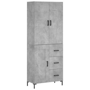 vidaXL Komoda, betono pilkos spalvos, 69,5x34x180cm, apdirbta mediena