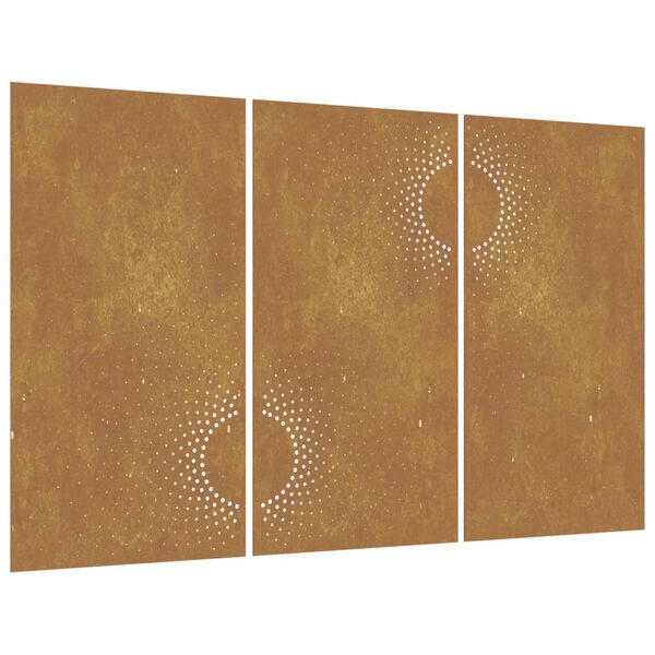 vidaXL Sodo sienos dekoracija, 3 dalių, 105x55cm, corten plienas