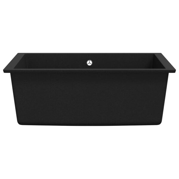 vidaXL Virtuvės plautuvė su anga nuo persipildymo, juoda, granitas