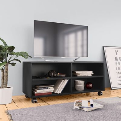 vidaXL TV spintelė su ratukais, juoda, 90x35x35cm, apdirbta mediena