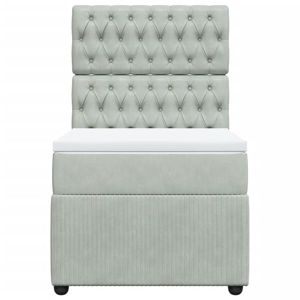 vidaXL Lova su spyruoklėmis ir čiužiniu, pilka, 100x200 cm, aksomas