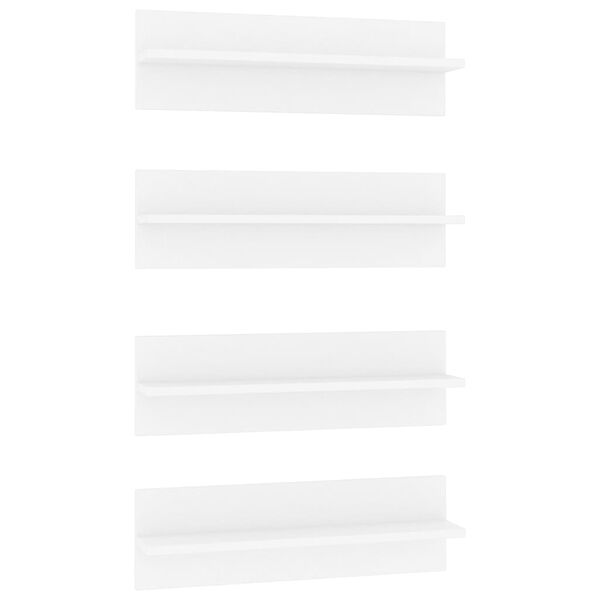 vidaXL Sieninės lentynos, 4vnt., baltos spalvos, 60x11,5x18cm, MDP