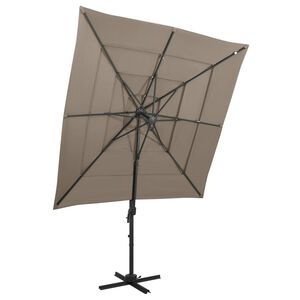 vidaXL Sodo skėtis su aliuminio stulpu, taupe, 250x250cm, 4 auk&scaron;čių