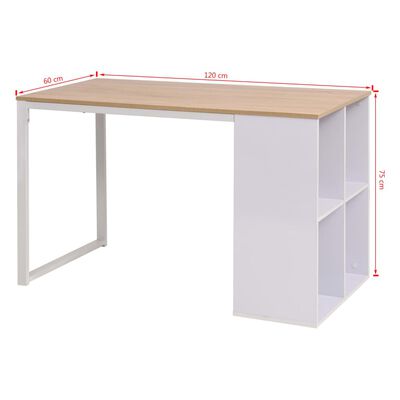 vidaXL Rašomasis stalas, 120x60x75cm, balta ir ąžuolo spalva