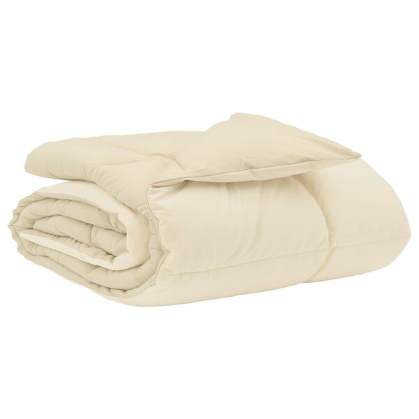 vidaXL Pilna metų antklodė Tik&scaron;tas Kreminė 155 x 200 cm Mikropluo&scaron;tas