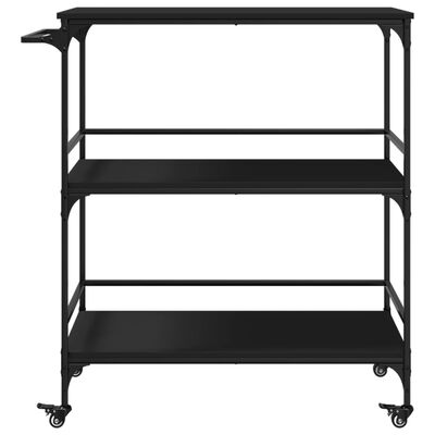 vidaXL Virtuvės vežimėlis, juodas, 100,5x50x105cm, apdirbta mediena