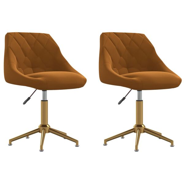 vidaXL Pasukamos valgomojo kėdės, 2vnt., rudos spalvos, aksomas