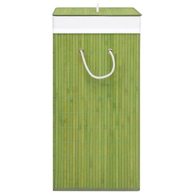 vidaXL Skalbinių krepšys su 2 skyriais, žalios spalvos, bambukas, 72l