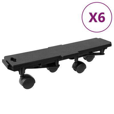 vidaXL Transportavimo platformos su 4 ratukais, 6vnt., juodos, PP