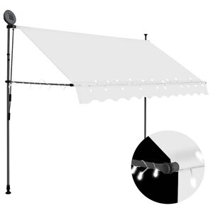 vidaXL Rankiniu būdu i&scaron;traukiama markizė su LED, kreminė, 250cm