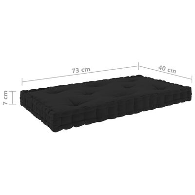 vidaXL Paletės/grindų pagalvėlė, juodos spalvos, 73x40x7cm, medvilnė
