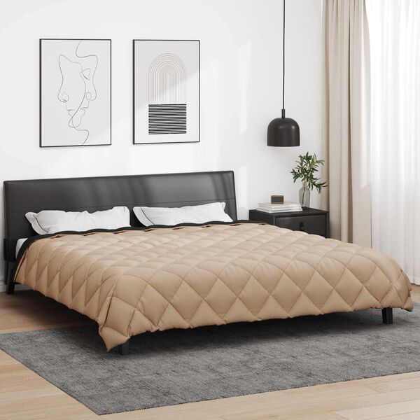 vidaXL Žiemos antklodė Juoda ir taupe 240 x 260 cm Mikropluo&scaron;tas