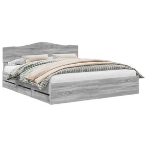 vidaXL Lovos rėmas Pilkas Sonoma 200 x 200 cm Inžinerinė mediena