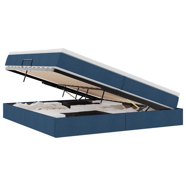 vidaXL Lova su daiktų laikymo vieta ir čiužiniu Mėlyna 200 x 200 cm