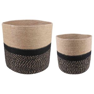 vidaXL Vazonų rinkinys 2 vnt. Natūrali ir juoda &Oslash; 28 x 28 cm
