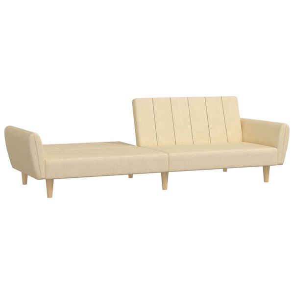 vidaXL Dvivietė sofa-lova, kreminės spalvos, audinys