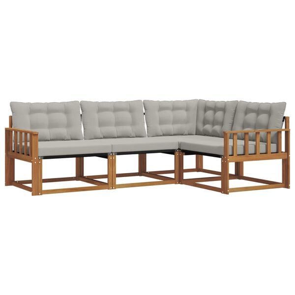 vidaXL Lauko sofos komplektas 4 pcs Natūrali ir &scaron;viesiai pilka