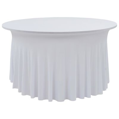 vidaXL Įtempiamos staltiesės su sijonais, 2vnt., baltos, 150x74cm