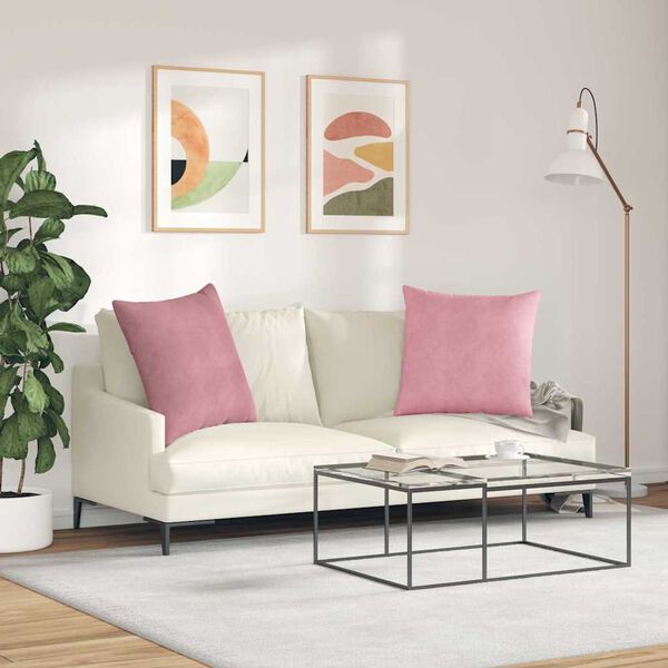 vidaXL Sofa Pagalvės 2 pcs Rožinė 80 x 80 cm Kordūrinis audinys