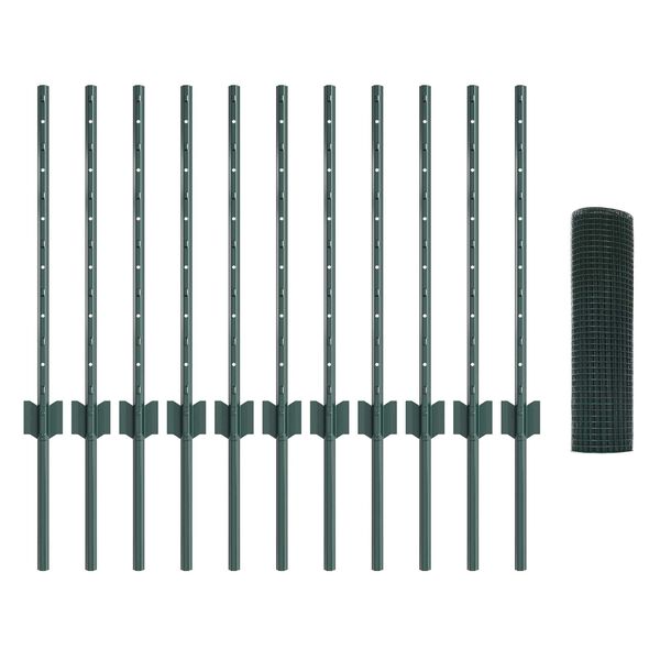 vidaXL Tvora su stulpais Žalia 0.5 x 25 m Plienas